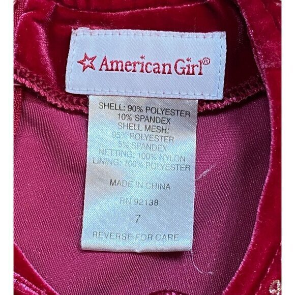 American Girl Red Velvet & Mesh Dress With Snowflake Detail Size 7 - Picture 3 of 7